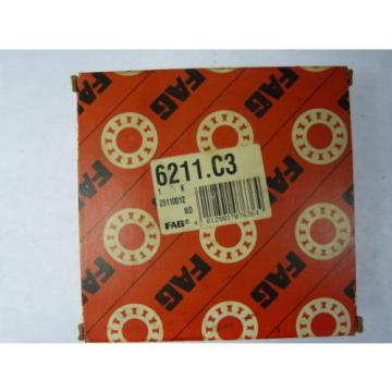 Fag 6211.C3 Single Row Ball Bearing 55x100x21mm ! NEW !