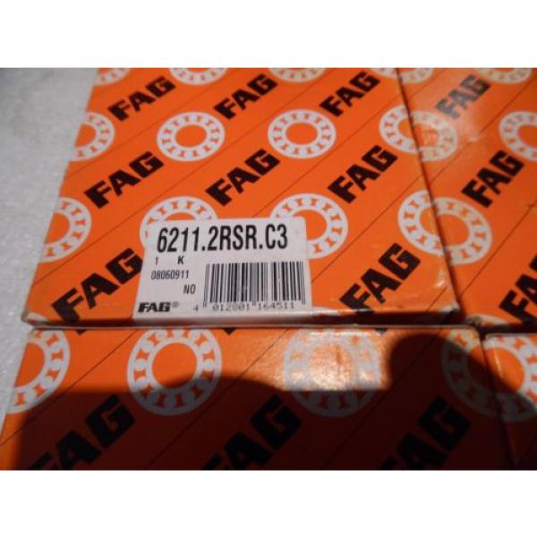 FAG 6211.2RSR.C3 Ball Bearing, 55mm ID, 100mm OD, 21mm Wide NIB Lot of 6 #2 image